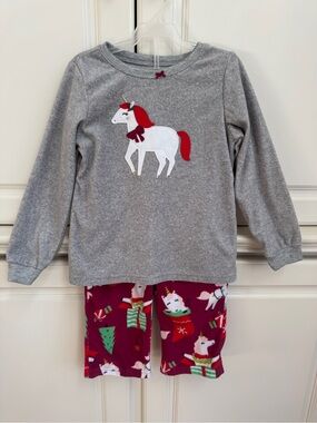 Carters Unicorn Christmas Fleece Pajamas 5T